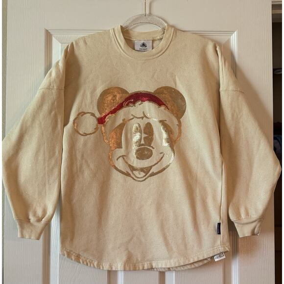 Disney Cream Sweatshirt with Gold Mickey Design - Picture 1 of 9